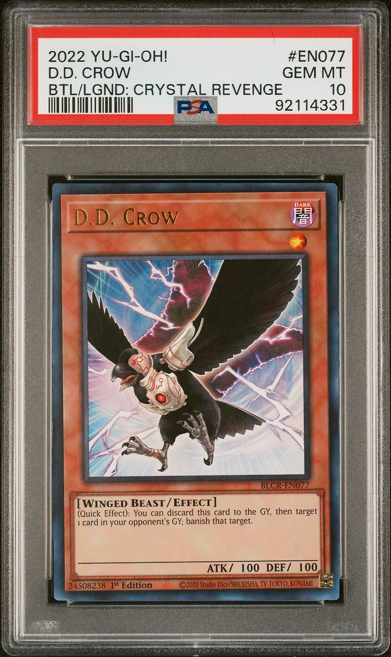 2022 Yu-gi-oh! Battles Of Legend: Crystal Revenge En077 D.d. Crow 1st Edition PSA 10