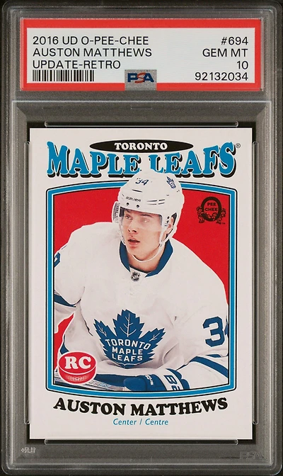 2016 Upper Deck O-pee-chee Update 694 Auston Matthews Retro PSA