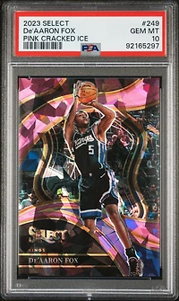 2023 Panini Select 249 De'aaron Fox Pink Cracked Ice PSA 10