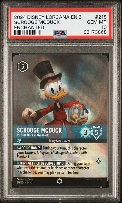 2024 Disney Lorcana En 3-into The Inklands 218 Scrooge Mcduck PSA 10