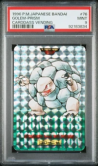 1996 Pokemon Japanese Bandai Carddass Vending 76 Golem-prism PSA 9