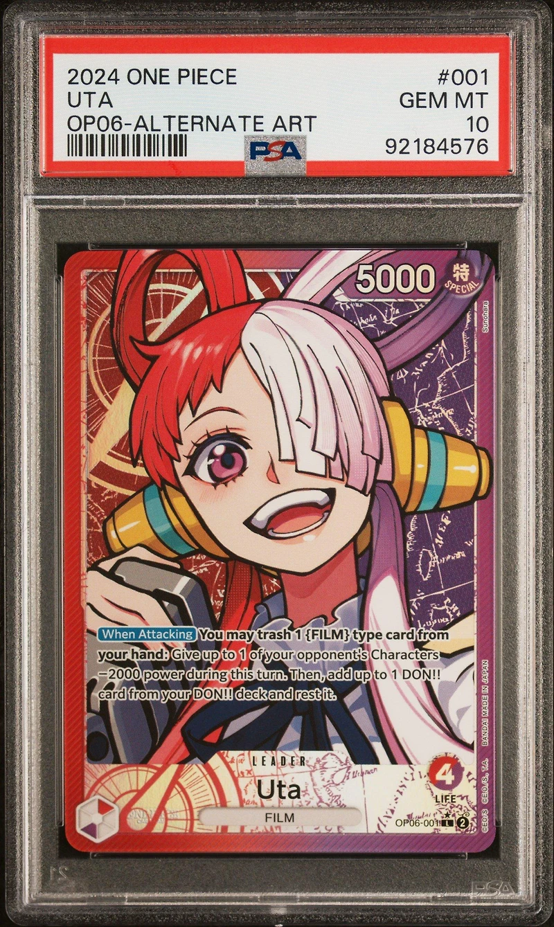 2024 One Piece Op06-wings Of The Captain 001 Uta Alternate Art PSA 10