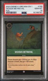2023 Disney Lorcana En 1-the First Chapter 100 Vicious Betrayal Foil PSA 10
