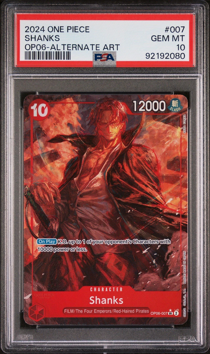 2024 One Piece Op06-wings Of The Captain 007 Shanks Alternate Art PSA 10