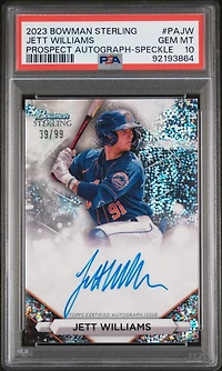 2023 Bowman Sterling Prospect Autographs Pajw Jett Williams Speckle PSA 10