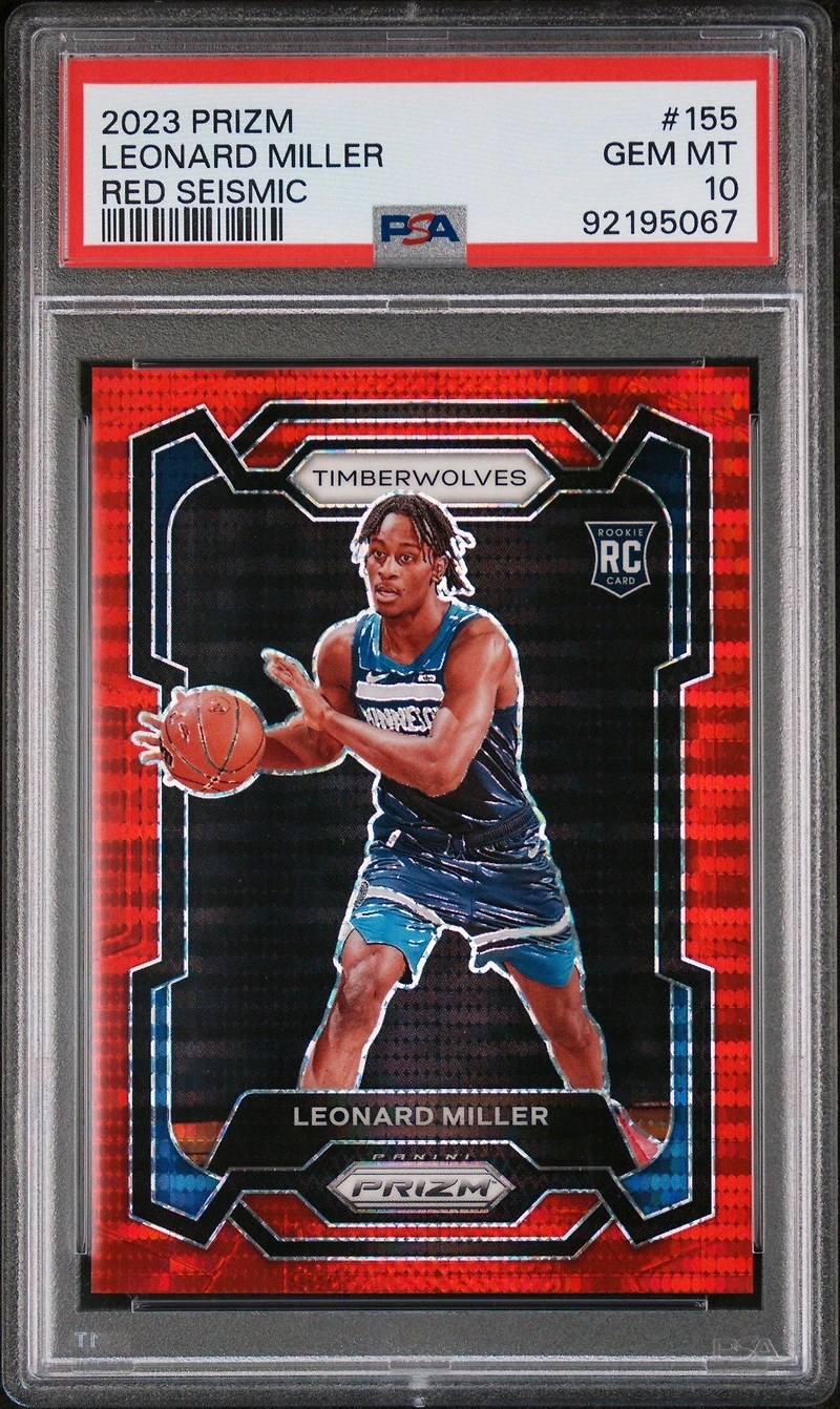 2023 Panini Prizm 155 Leonard Miller Red Seismic PSA 10