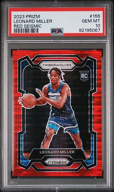 2023 Panini Prizm 155 Leonard Miller Red Seismic PSA 10