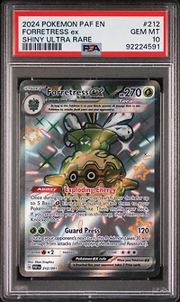 2024 Pokemon Paf En-paldean Fates 212 Forretress Ex Shiny Ultra Rare PSA 10