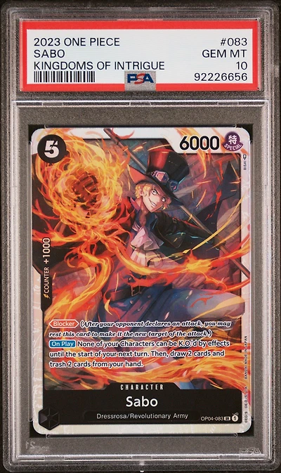 2023 One Piece Op04-kingdoms Of Intrigue 083 Sabo PSA 10