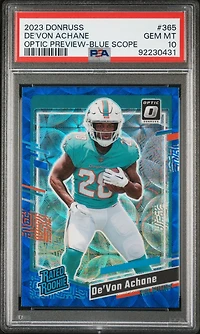 2023 Panini Donruss 365 De'von Achane Optic Preview-blue Scope PSA 10