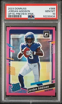 2023 Panini Donruss 368 Jordan Addison Optic Preview-pink PSA 10