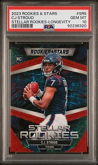 2023 Panini Rookies & Stars Stellar Rookies Sr5 Cj Stroud Longevity PSA 10