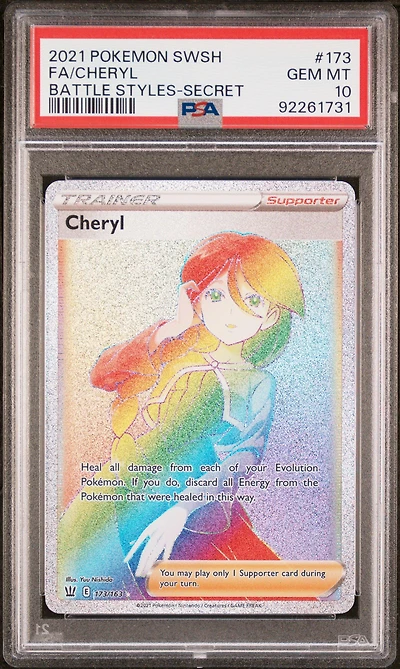 2021 Pokemon Sword & Shield Battle Styles 173 Full Art/cheryl Secret PSA 10