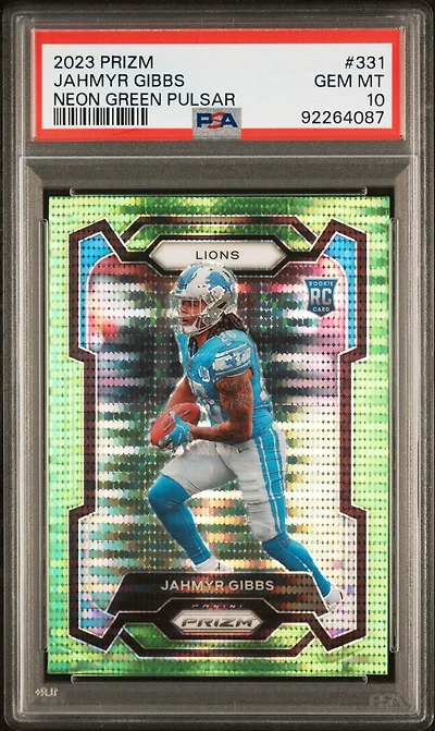 2023 Panini Prizm 331 Jahmyr Gibbs Neon Green Pulsar PSA 10