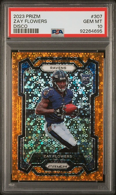 2023 Panini Prizm 307 Zay Flowers Disco Prizm PSA 10
