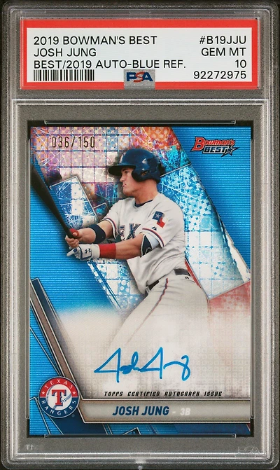 2019 Bowman's Best Best Of 2019 Autographs B19jju Josh Jung Blue Refractor PSA 10