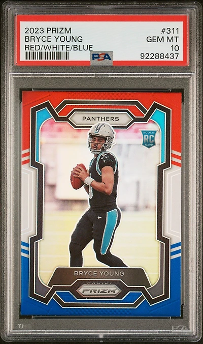 2023 Panini Prizm 311 Bryce Young Red/white/blue Prizm PSA 10