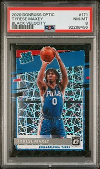 2020 Panini Donruss Optic 171 Tyrese Maxey Black Velocity PSA 8