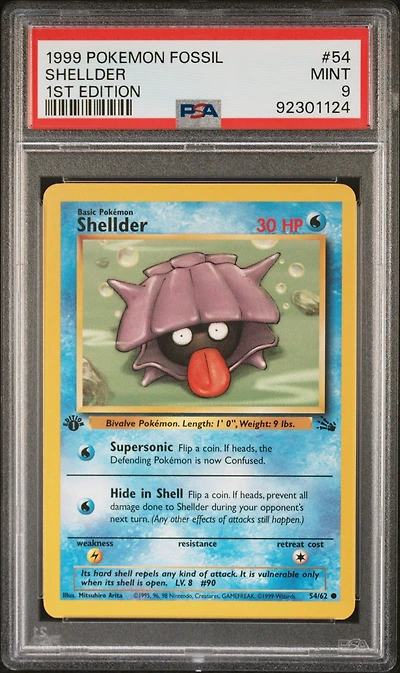 1999 Pokemon Fossil 54 Shellder PSA 9
