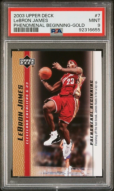 2003 Upper Deck Lebron James Phenomenal Beginnings 7 Lebron James Gold PSA 9