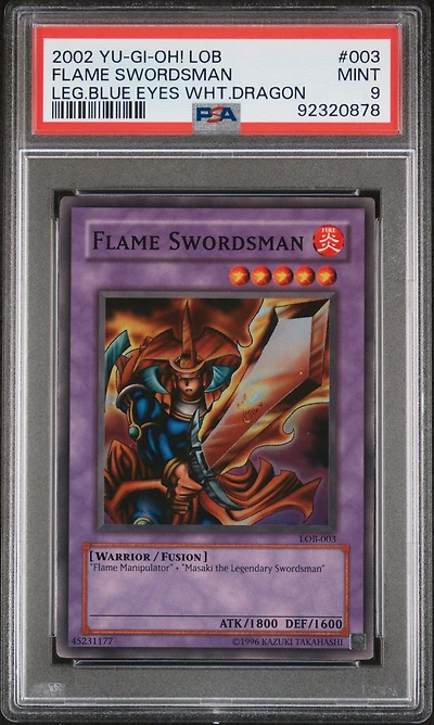 2002 Yu-gi-oh! Lob-legend Of Blue Eyes White Dragon 003 Flame Swordsman PSA 9