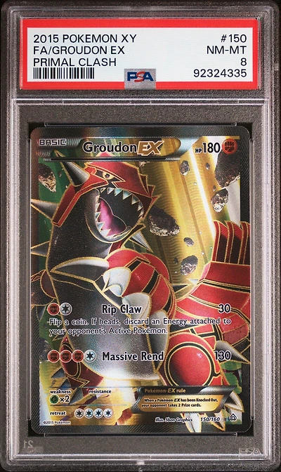 2015 Pokemon Xy Primal Clash 150 Full Art/groudon Ex PSA 8