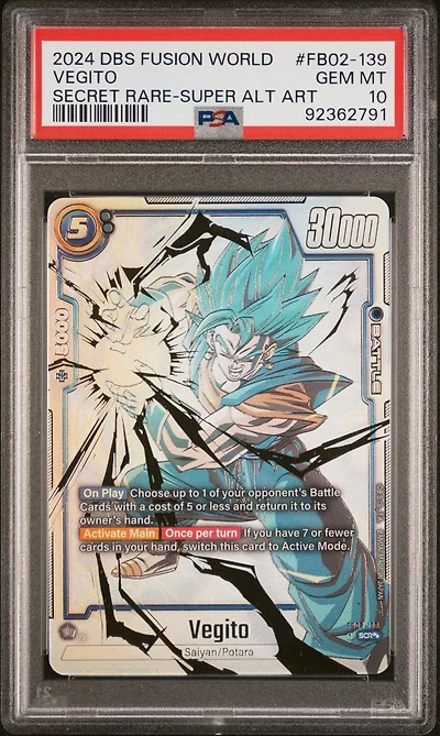 2024 Dragon Ball Super Card Game Fusion World Blazing Aura Fb02-139 Vegito Secret Rare-super Alternate Art PSA 10