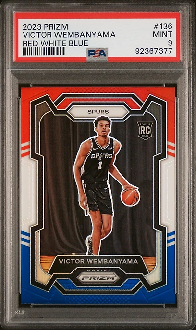2023 Panini Prizm 136 Victor Wembanyama Red White Blue PSA