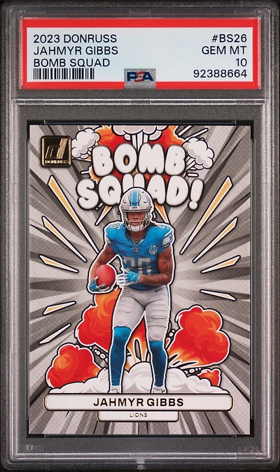 2023 Panini Donruss Bomb Squad Bs26 Jahmyr Gibbs PSA 10