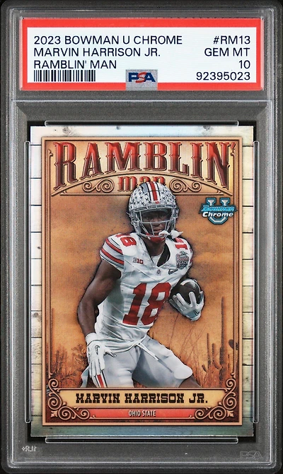 2023 Bowman University Chrome Ramblin' Man Rm13 Marvin Harrison Jr. PSA 10