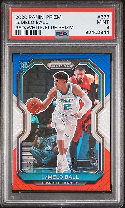 2020 Panini Prizm 278 Lamelo Ball Red/white/blue Prizm PSA 9