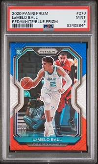 2020 Panini Prizm 278 Lamelo Ball Red/white/blue Prizm PSA 9