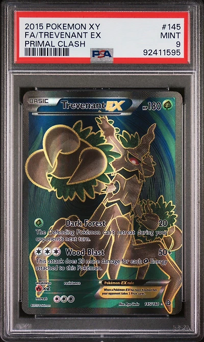 2015 Pokemon Xy Primal Clash 145 Full Art/trevenant Ex PSA 9