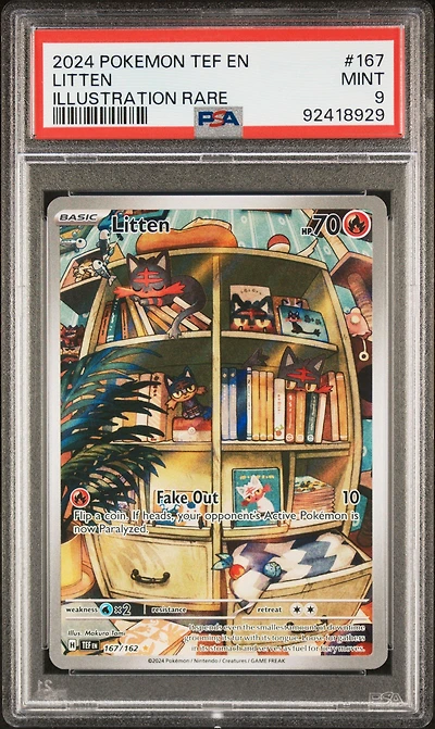 2024 Pokemon Tef En-temporal Forces 167 Litten Illustration Rare PSA