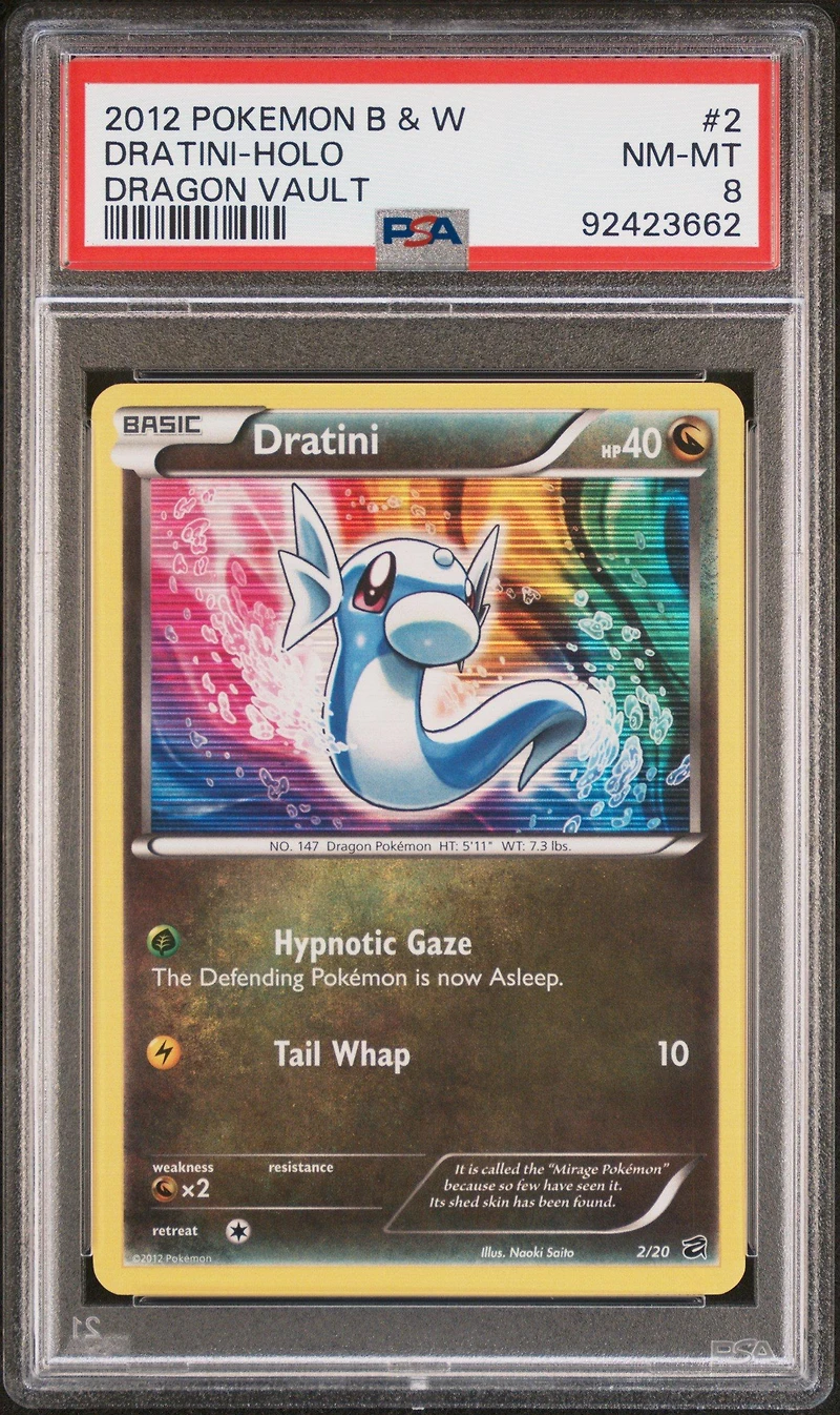 2012 Pokemon Black & White Dragon Vault 2 Dratini-holo PSA 8