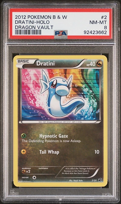 2012 Pokemon Black & White Dragon Vault 2 Dratini-holo PSA 8