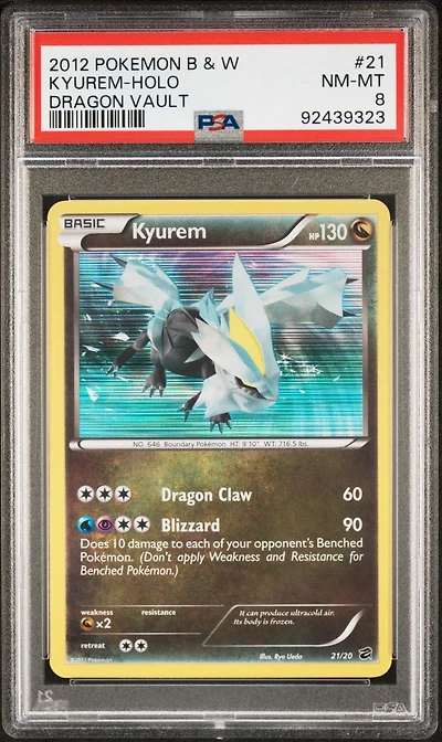 2012 Pokemon Black & White Dragon Vault 21 Kyurem-holo PSA 8