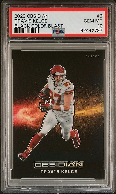 2023 Panini Obsidian Black Color Blast 2 Travis Kelce PSA 10