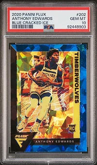 2020 Panini Flux 202 Anthony Edwards Blue Cracked Ice PSA 10