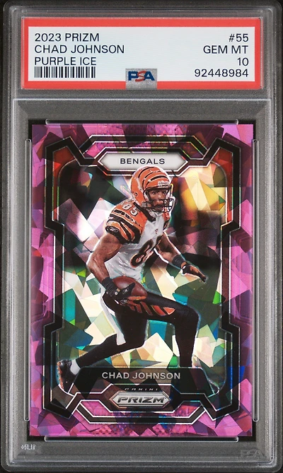 2023 Panini Prizm 55 Chad Johnson Purple Ice PSA 10
