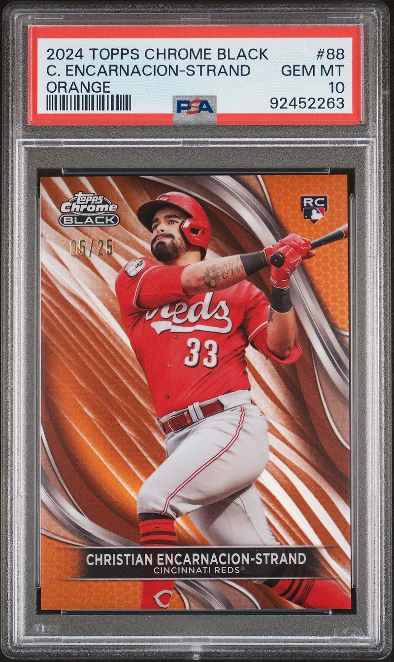 2024 Topps Chrome Black 88 Christian Encarnacion-strand Orange Refractor PSA 10