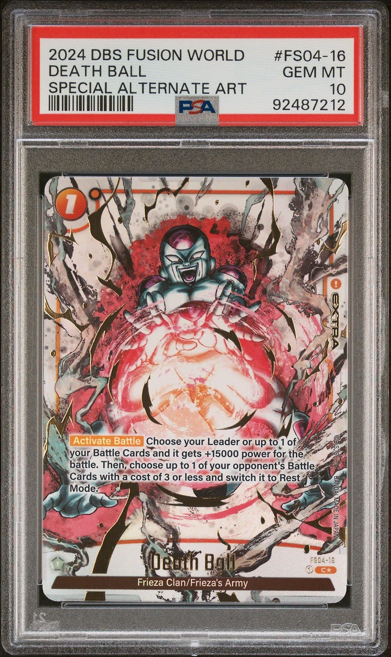 2024 Dragon Ball Super Card Game Fusion World Blazing Aura Fs04-16 Death Ball Fb02 Special Alternate Art PSA 10