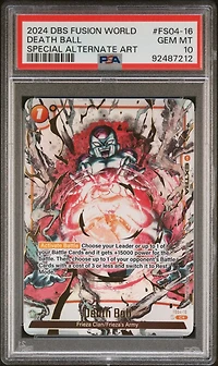 2024 Dragon Ball Super Card Game Fusion World Blazing Aura Fs04-16 Death Ball Fb02 Special Alternate Art PSA 10