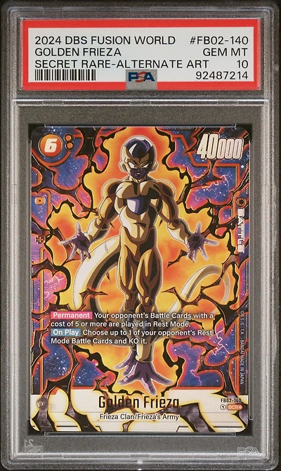 2024 Dragon Ball Super Card Game Fusion World Blazing Aura Fb02-140 Golden Frieza Secret Rare-alternate Art PSA 10