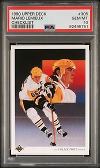 1990 Upper Deck 305 Mario Lemieux Checklist PSA 10