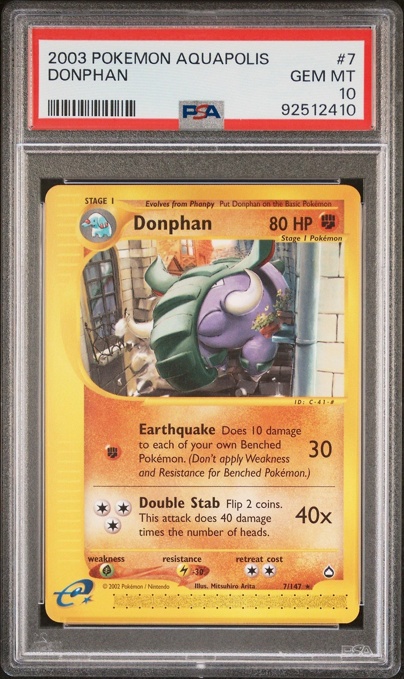 2003 Pokemon Aquapolis 7 Donphan PSA 10