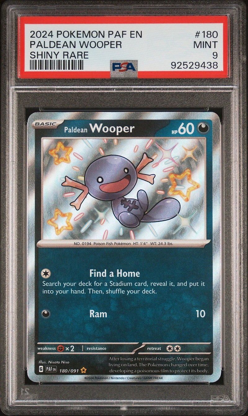2024 Pokemon Paf En-paldean Fates 180 Paldean Wooper Shiny Rare PSA 9