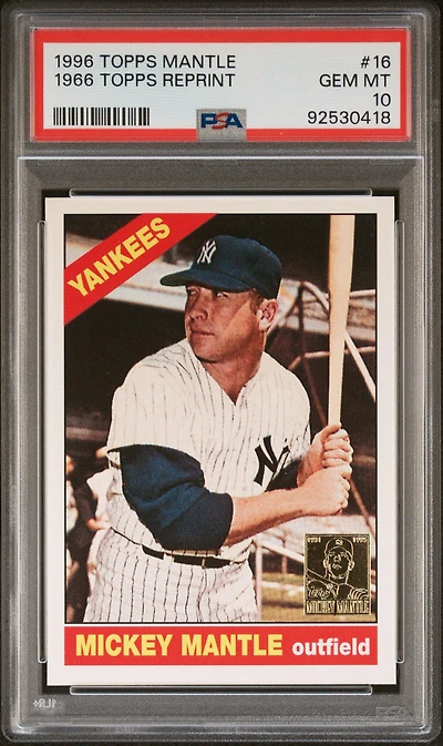 1996 Topps Mantle Reprint 16 1966 Topps Reprint PSA 10