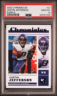 2022 Panini Chronicles 21 Justin Jefferson Purple PSA 10