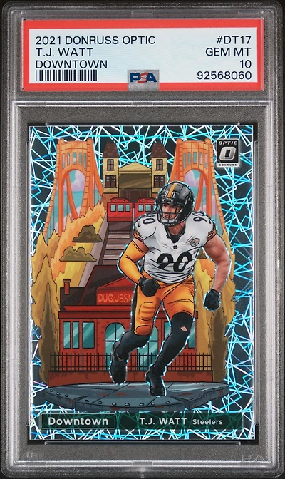 2021 Panini Donruss Optic Downtown Dt17 T.j. Watt PSA 10